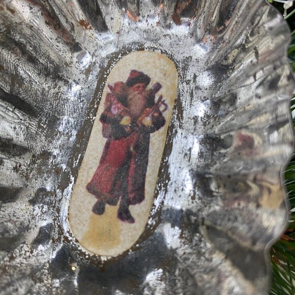 Santa Ornament Vintage Tin St. Nick Christmas Ornament Old World - Picture 4 of 7